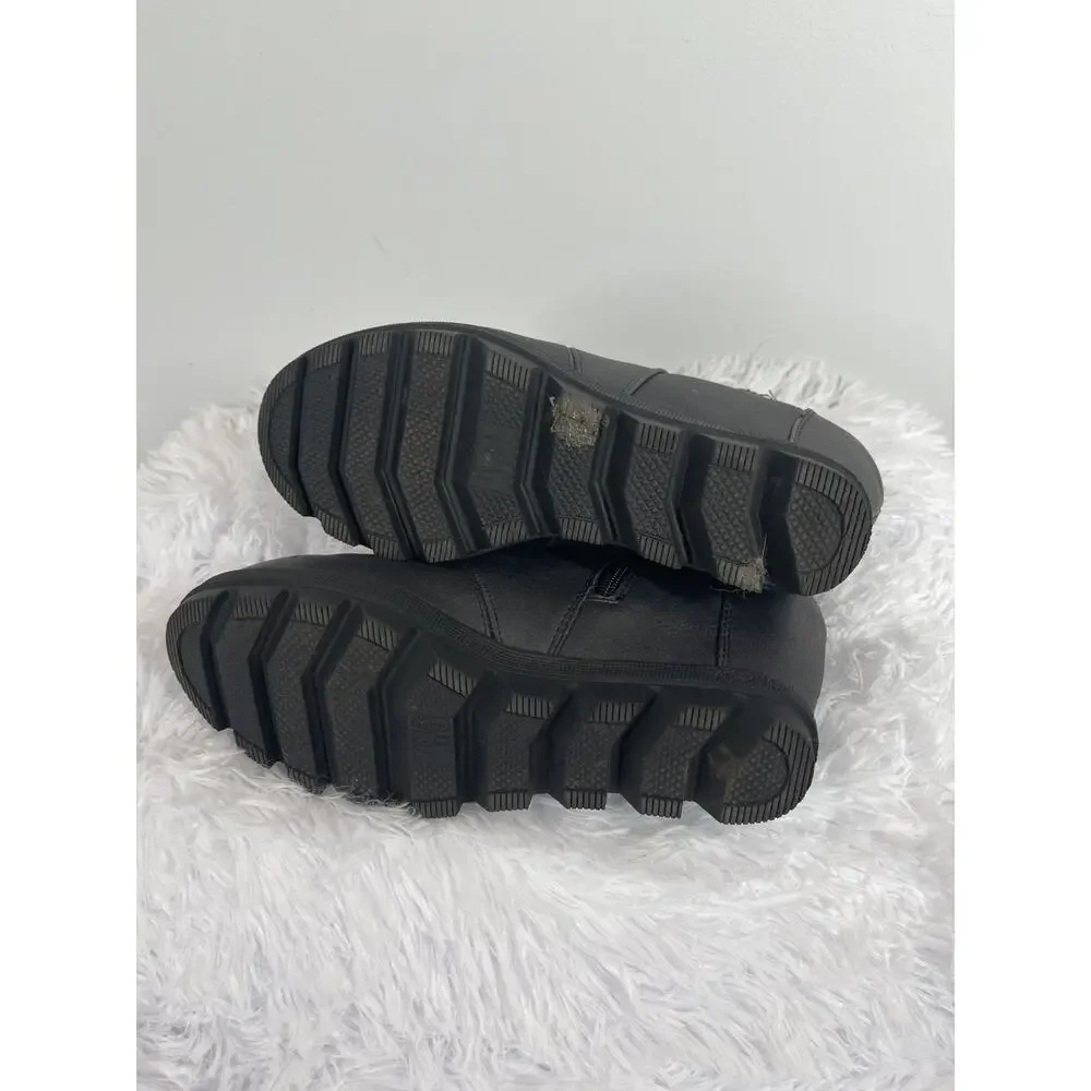 Time Tru Hidden Wedge Booties Womens 7 Black Faux Leather Edgy Minimalist Urban - Picture 6 of 7